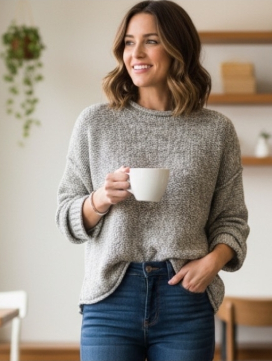 Eileen Fisher Sweaters - Eileen Fisher Sz S Grey Organic Cotton Knit Relaxed Sweater